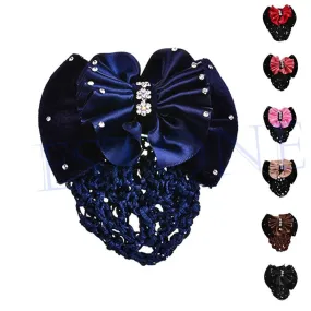 Satin Bow Rhinestone Barrette.