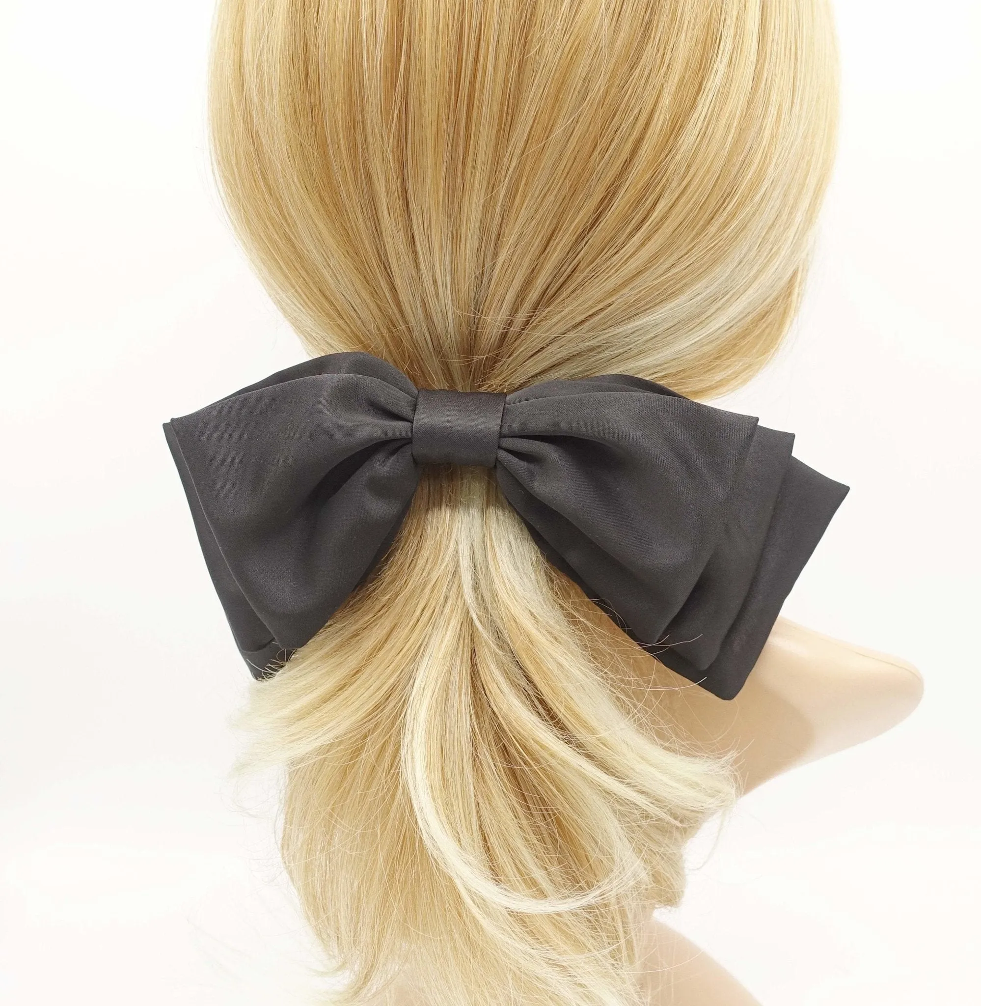 satin double stacked hair bow for women