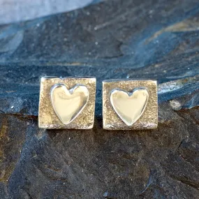 SH01SE Silver Heart Stud Earrings