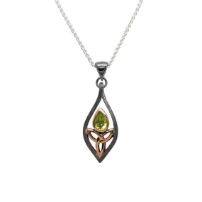Silver and 10k Rose Gold Guardian Angel Pendant - Small- Peridot