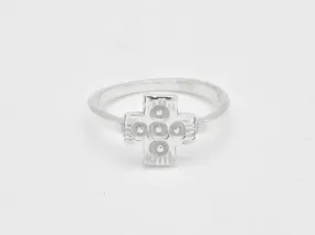 Silver Cross Ring - Cross Band - Dotted Cross Ring
