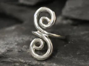 Silver Swirl Ring - Silver Spiral Ring - Long Statement Ring