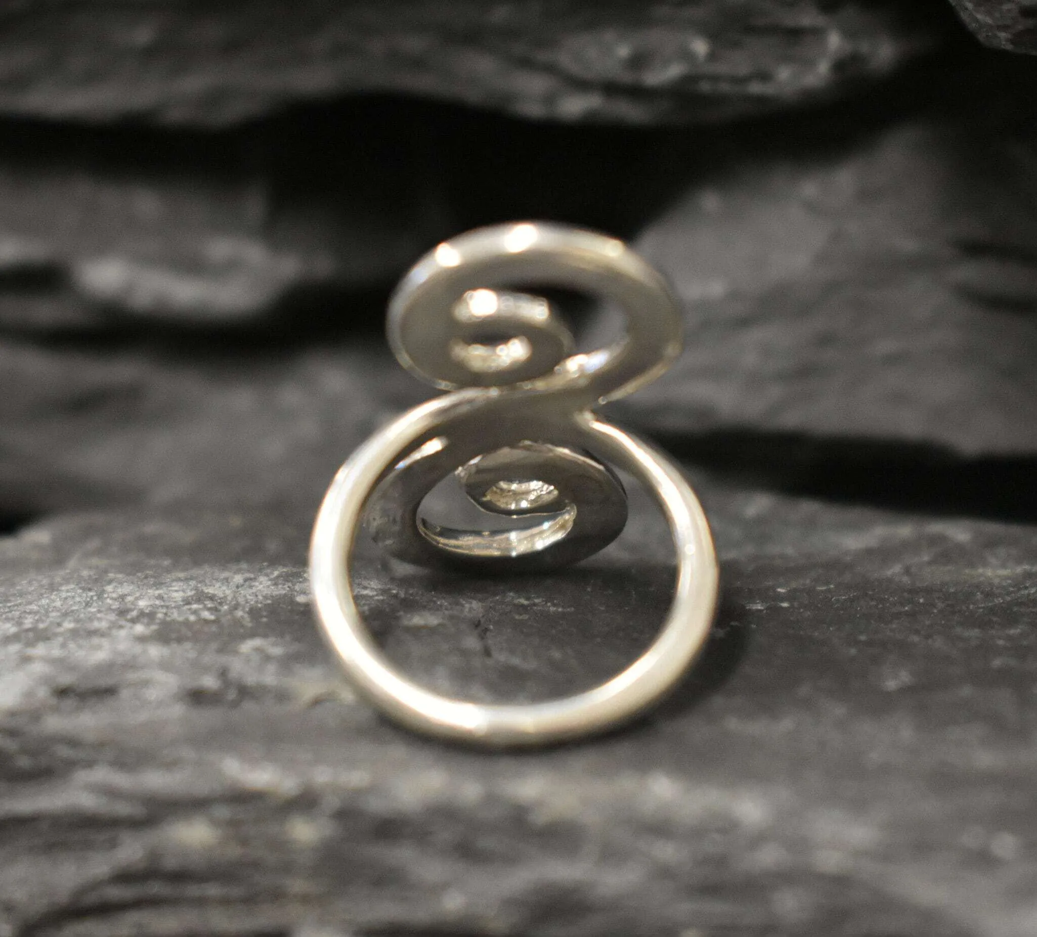 Silver Swirl Ring - Silver Spiral Ring - Long Statement Ring