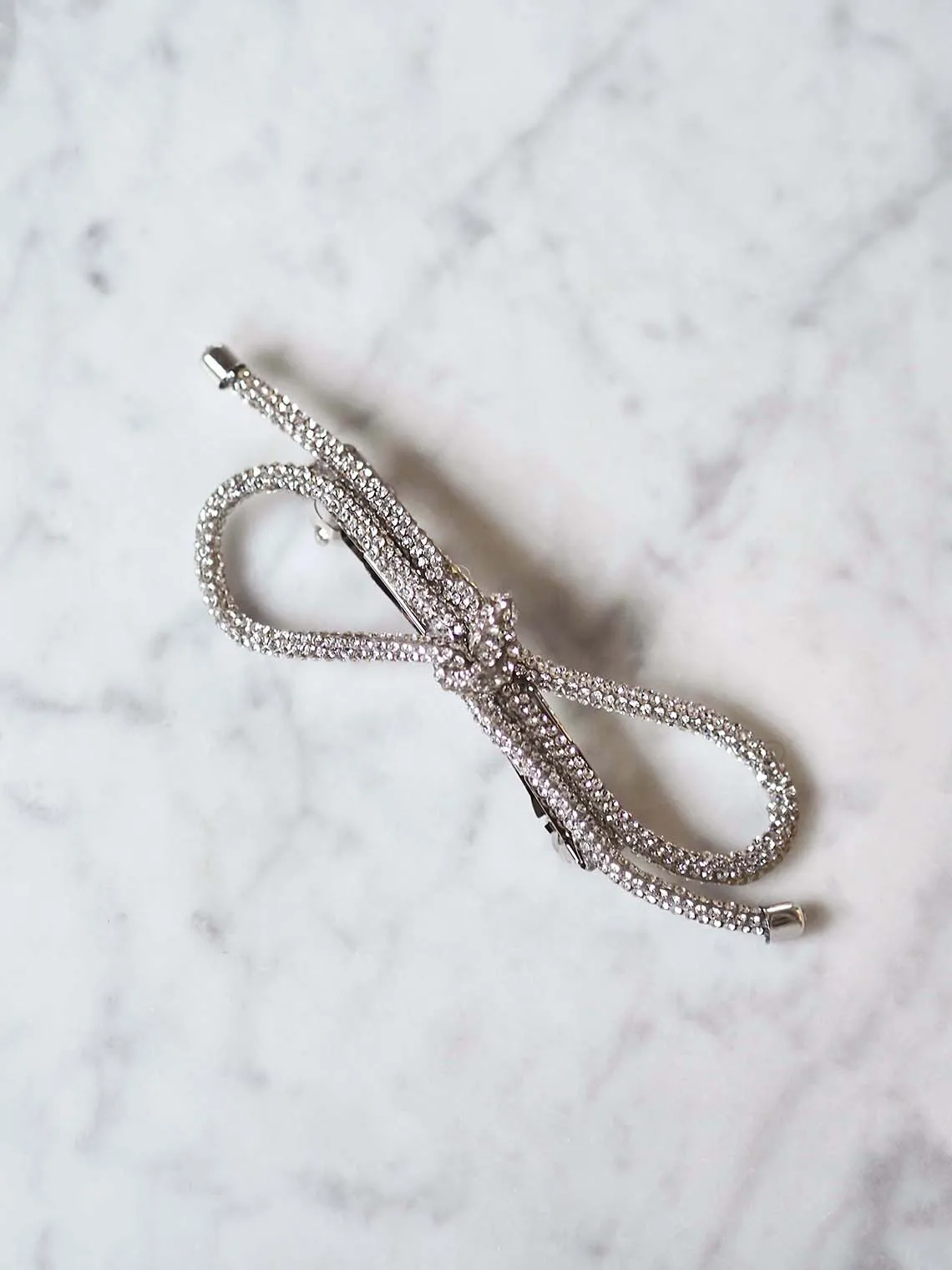 Sparkly Silver Bow Barrette
