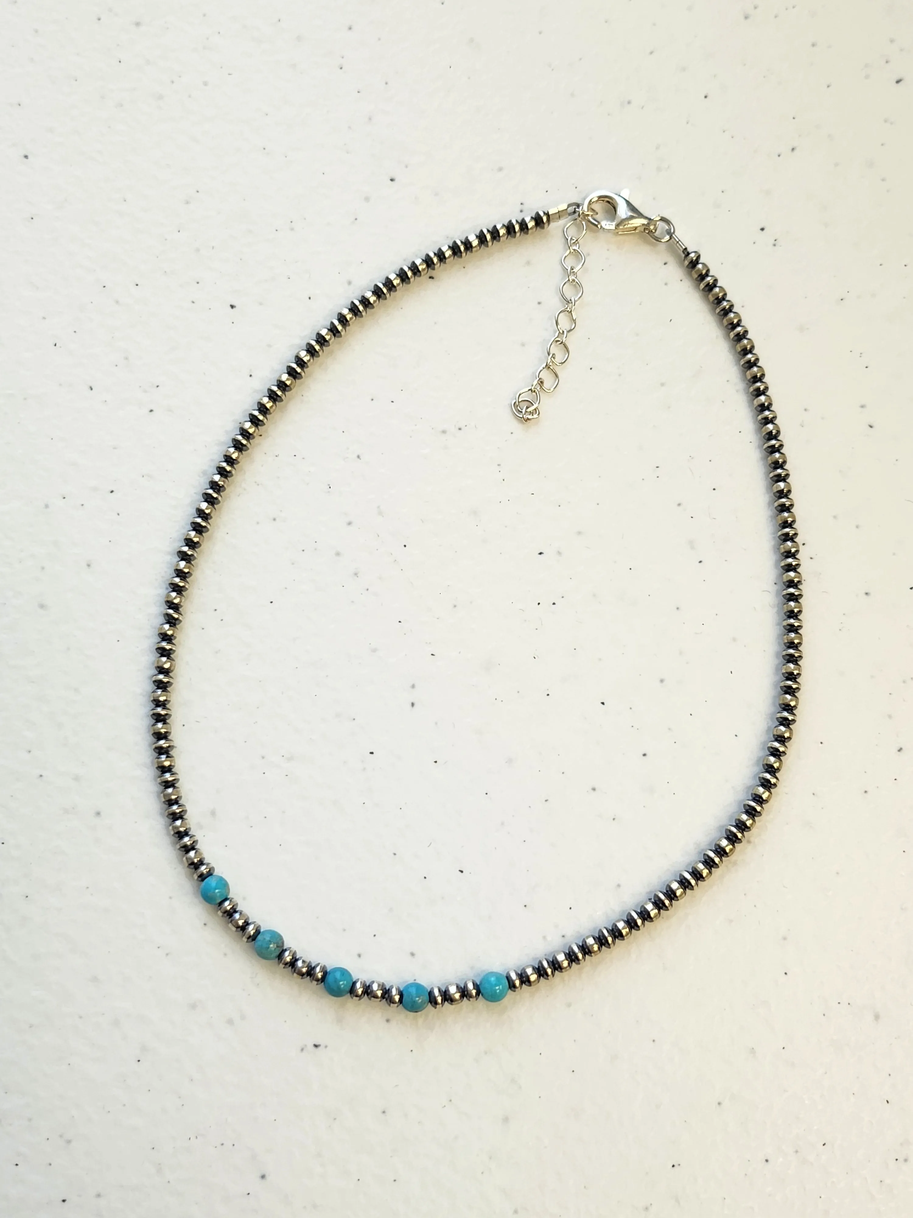 Sterling Silver 5 Bead Turquoise Necklace