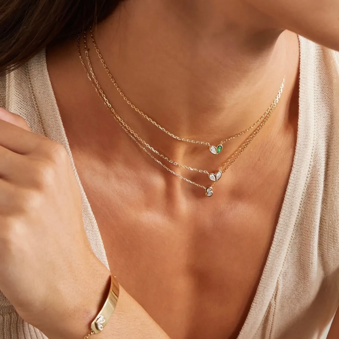 Sweetheart Necklace Peridot & Pink Sapphire