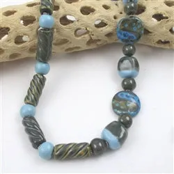 Turquoise and Green  Fair Trade Bead Kazuri Necklace