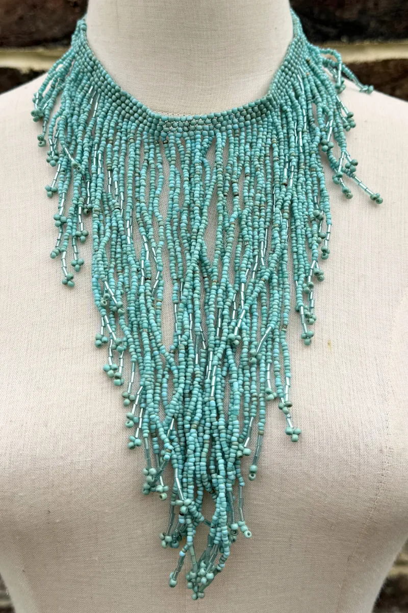 Turquoise Waterfall Beaded Necklace