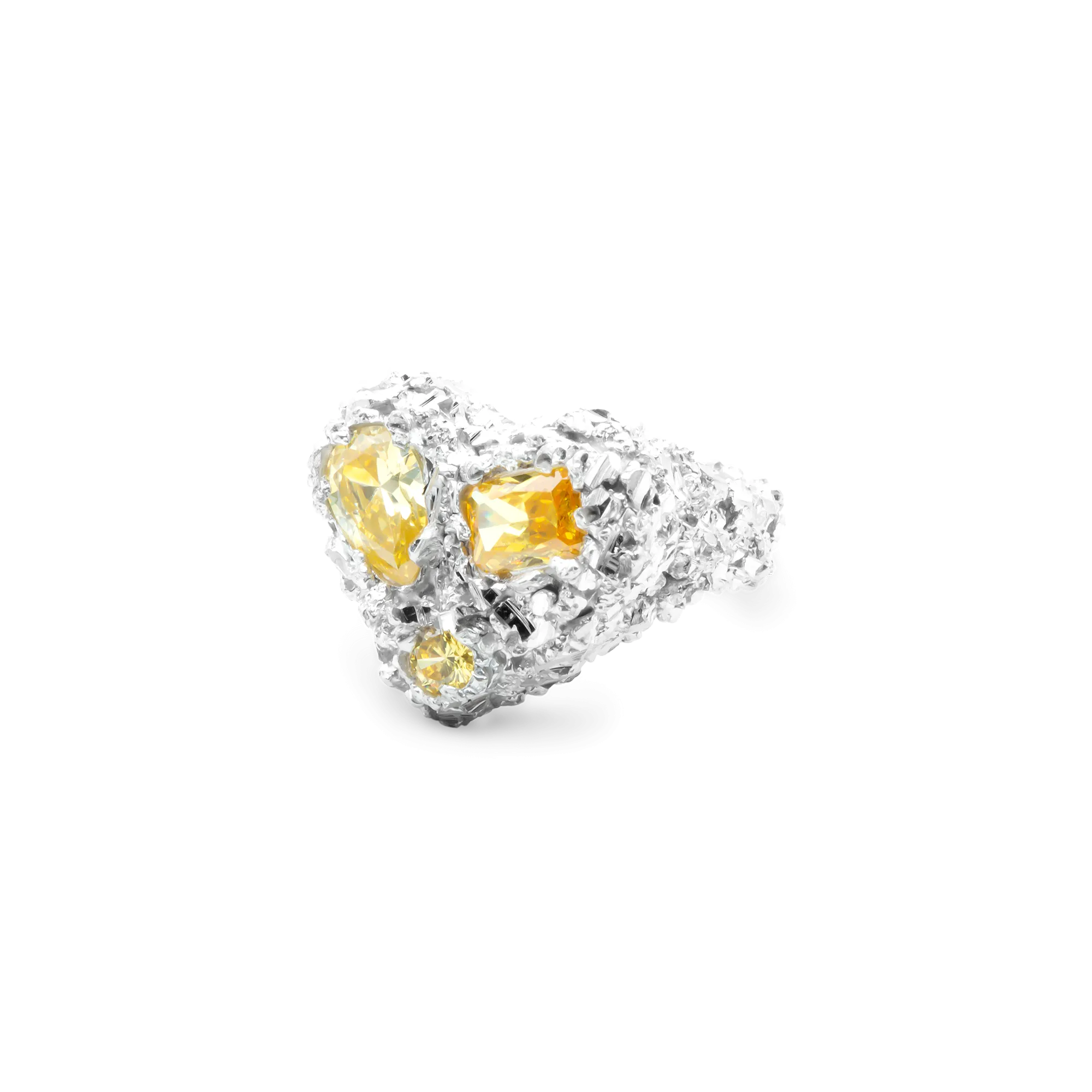VC034 Multi Citrine Heart Ring