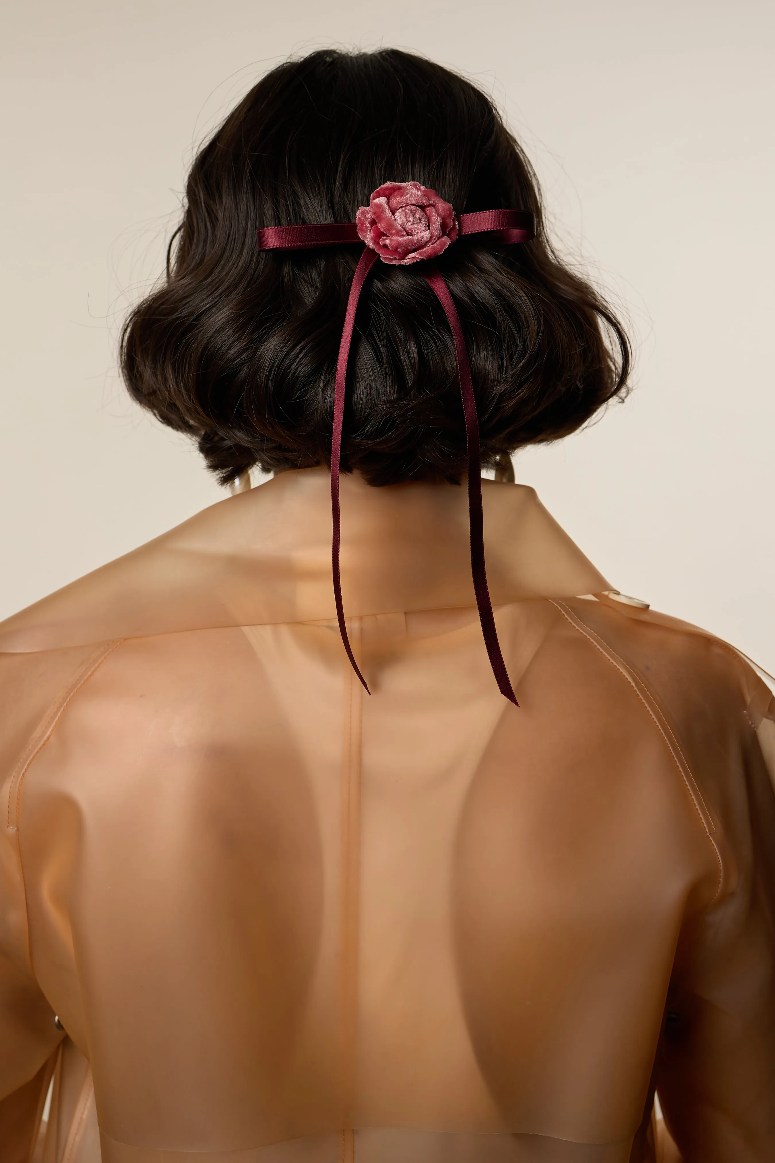 Velvet Rosette Skinny Bow Barrette