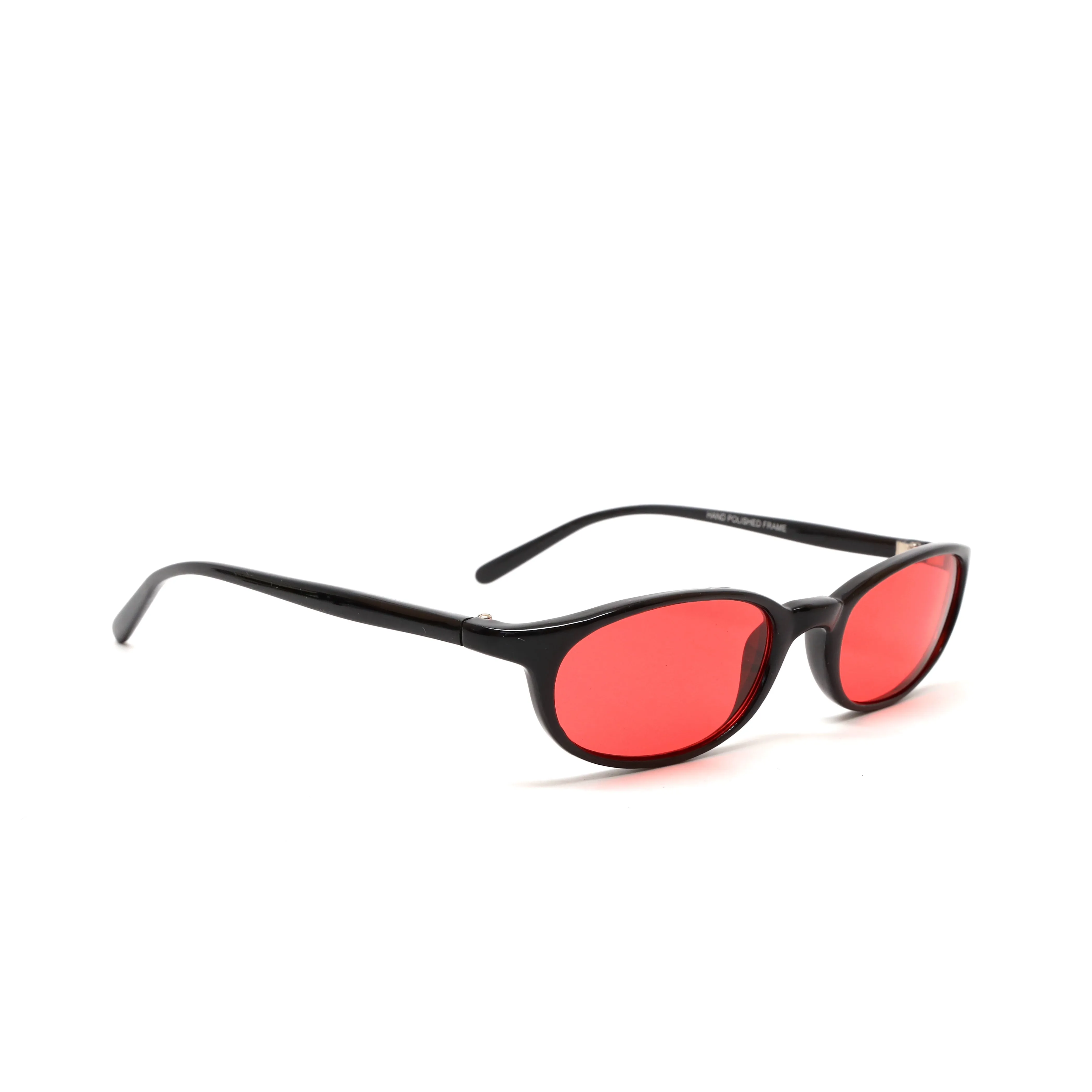 Vintage Small Size Y2k Roxbury Thin Oval Frame Sunglasses - Red