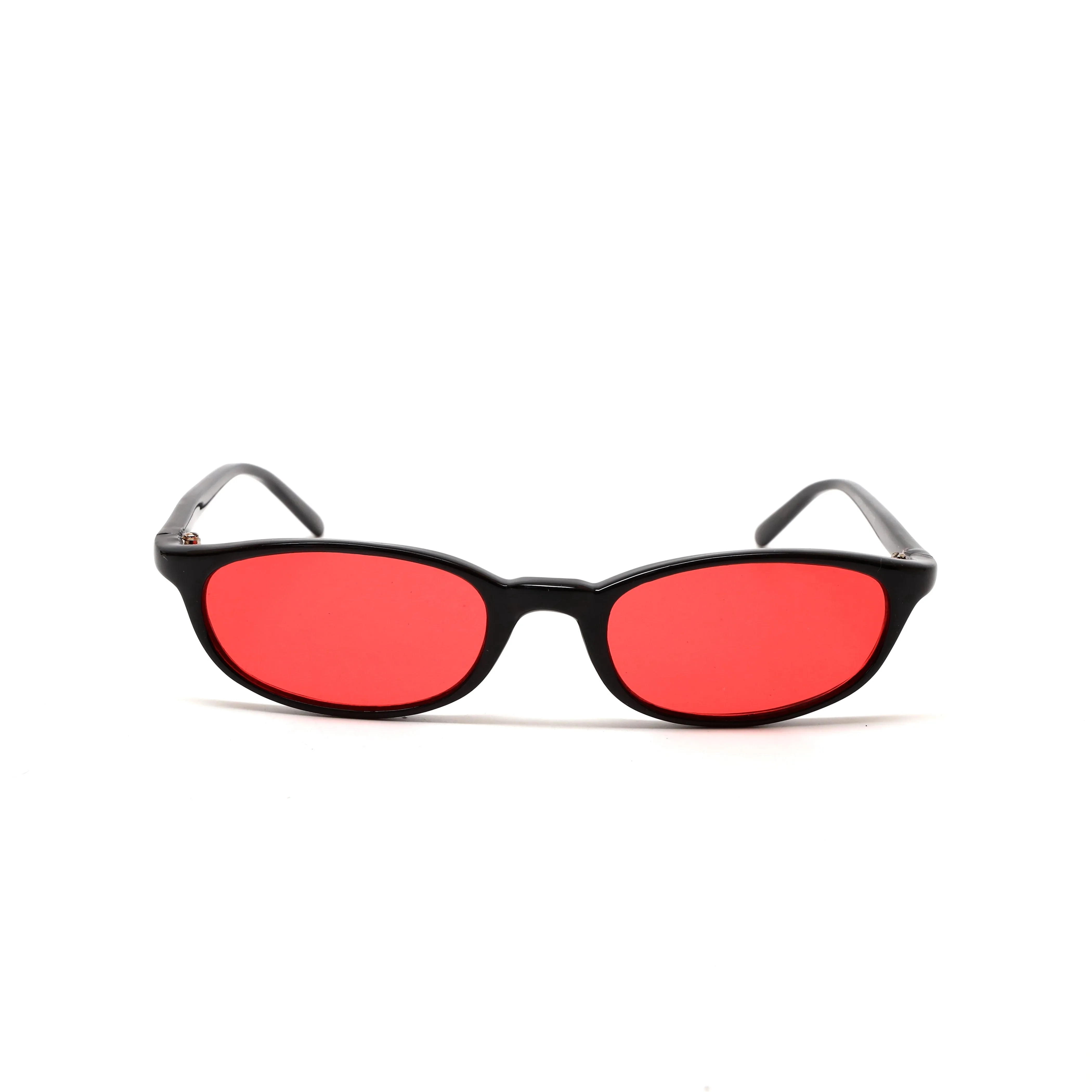 Vintage Small Size Y2k Roxbury Thin Oval Frame Sunglasses - Red