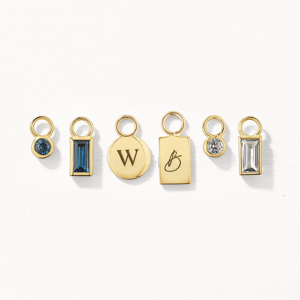 White Topaz Rectangle Charm in 10k Gold