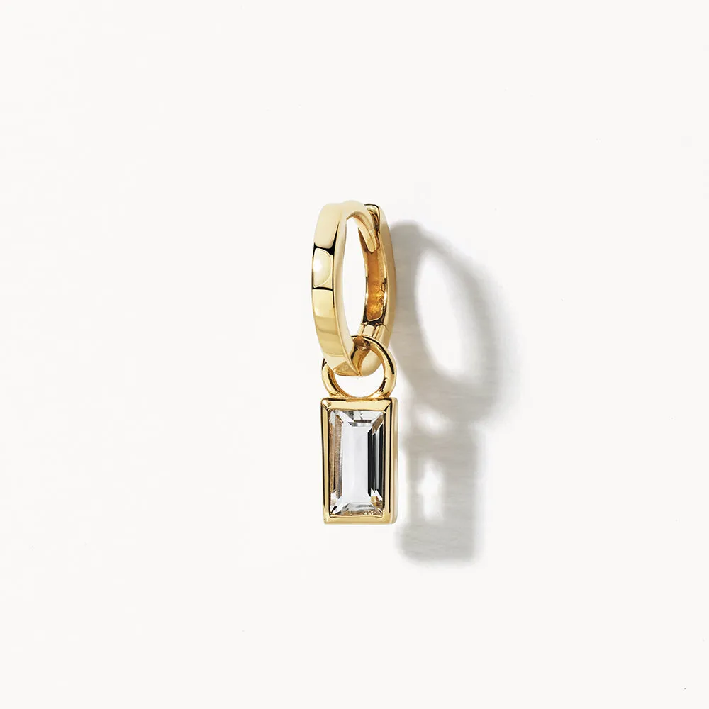 White Topaz Rectangle Charm in 10k Gold