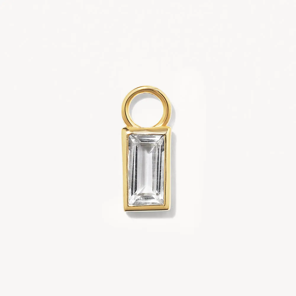 White Topaz Rectangle Charm in 10k Gold