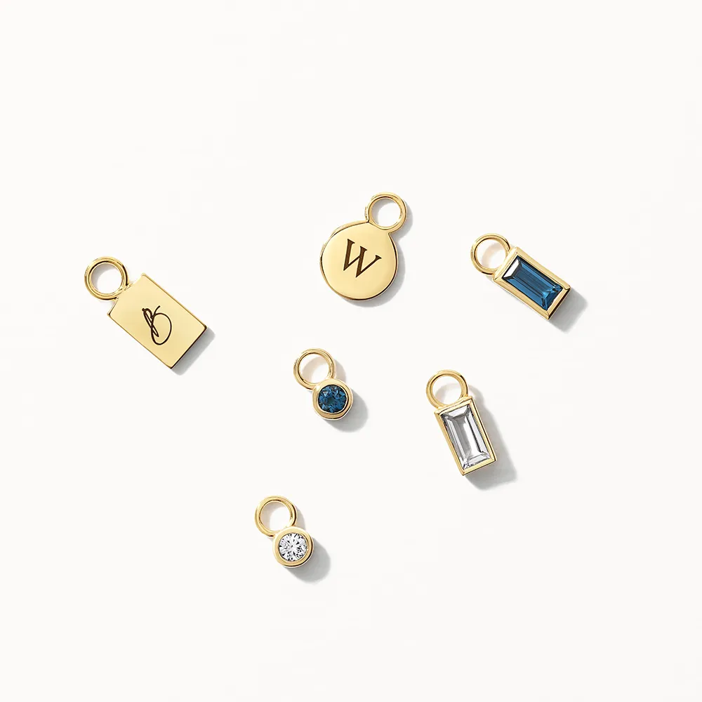 White Topaz Rectangle Charm in 10k Gold