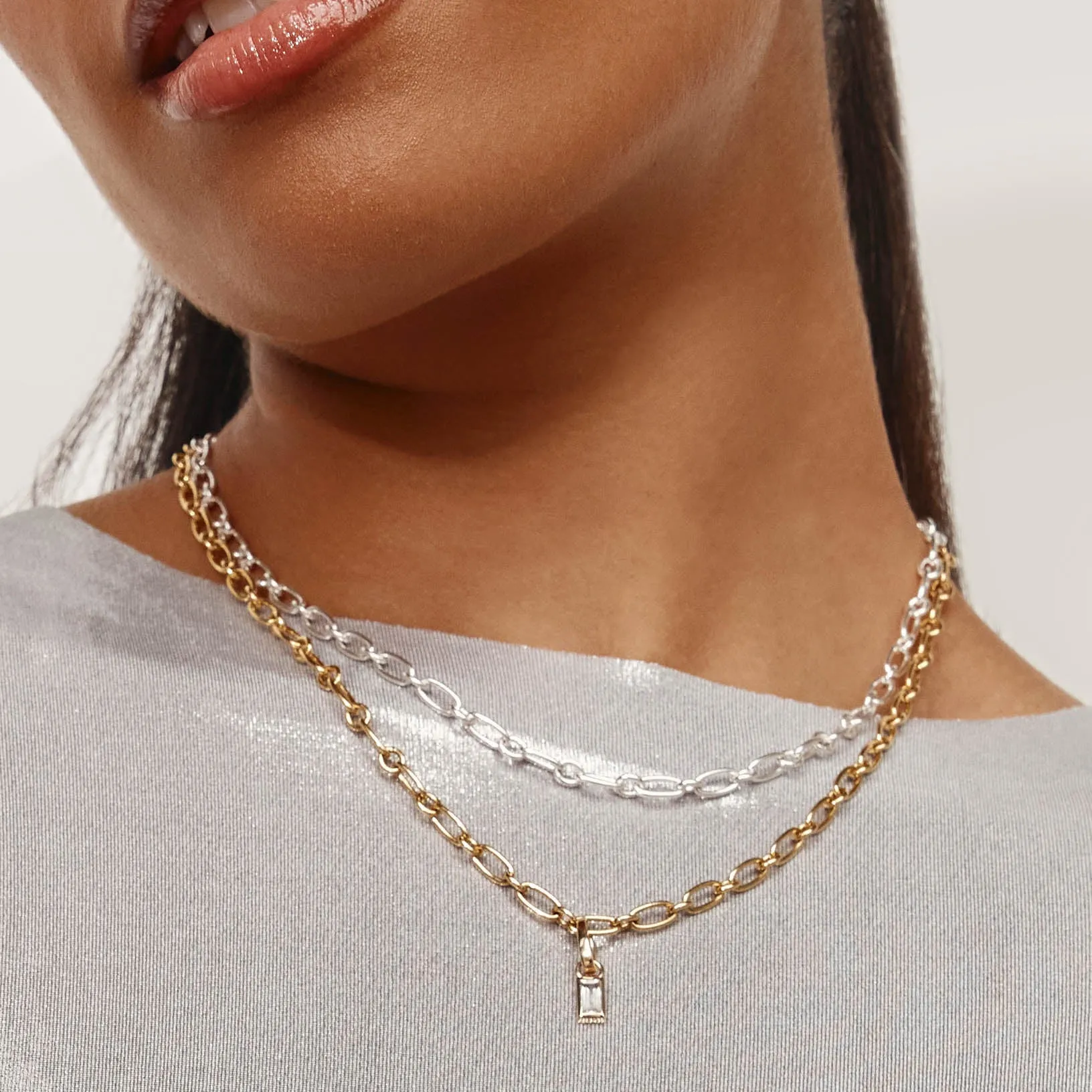 White Topaz Rectangle Charm in 10k Gold