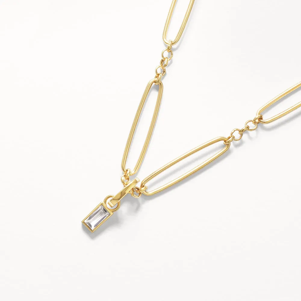 White Topaz Rectangle Charm in 10k Gold