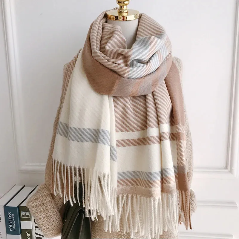 Women's Scarf -  Preppy Style Plaid Wrap Scarf