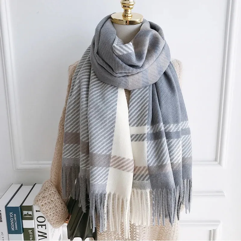 Women's Scarf -  Preppy Style Plaid Wrap Scarf