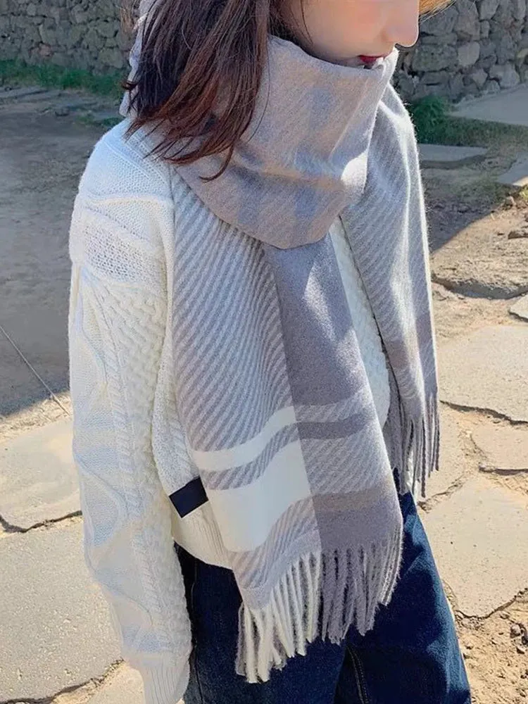 Women's Scarf -  Preppy Style Plaid Wrap Scarf