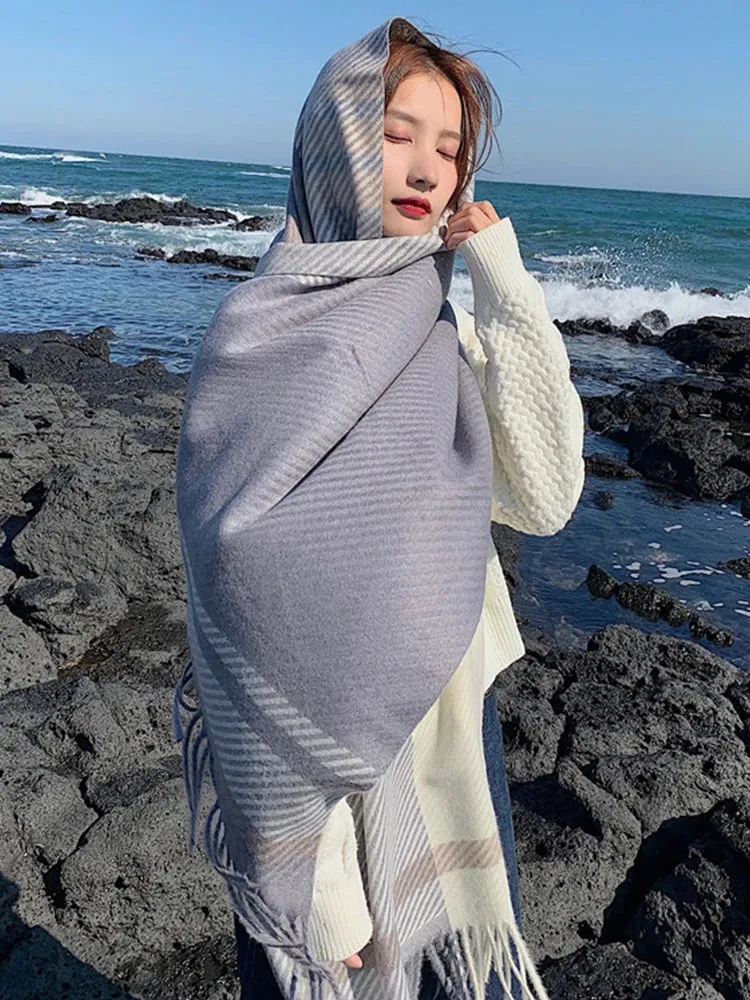 Women's Scarf -  Preppy Style Plaid Wrap Scarf