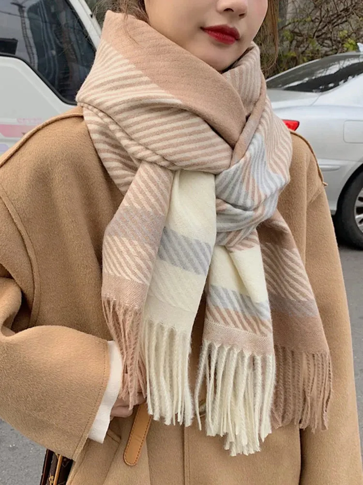 Women's Scarf -  Preppy Style Plaid Wrap Scarf