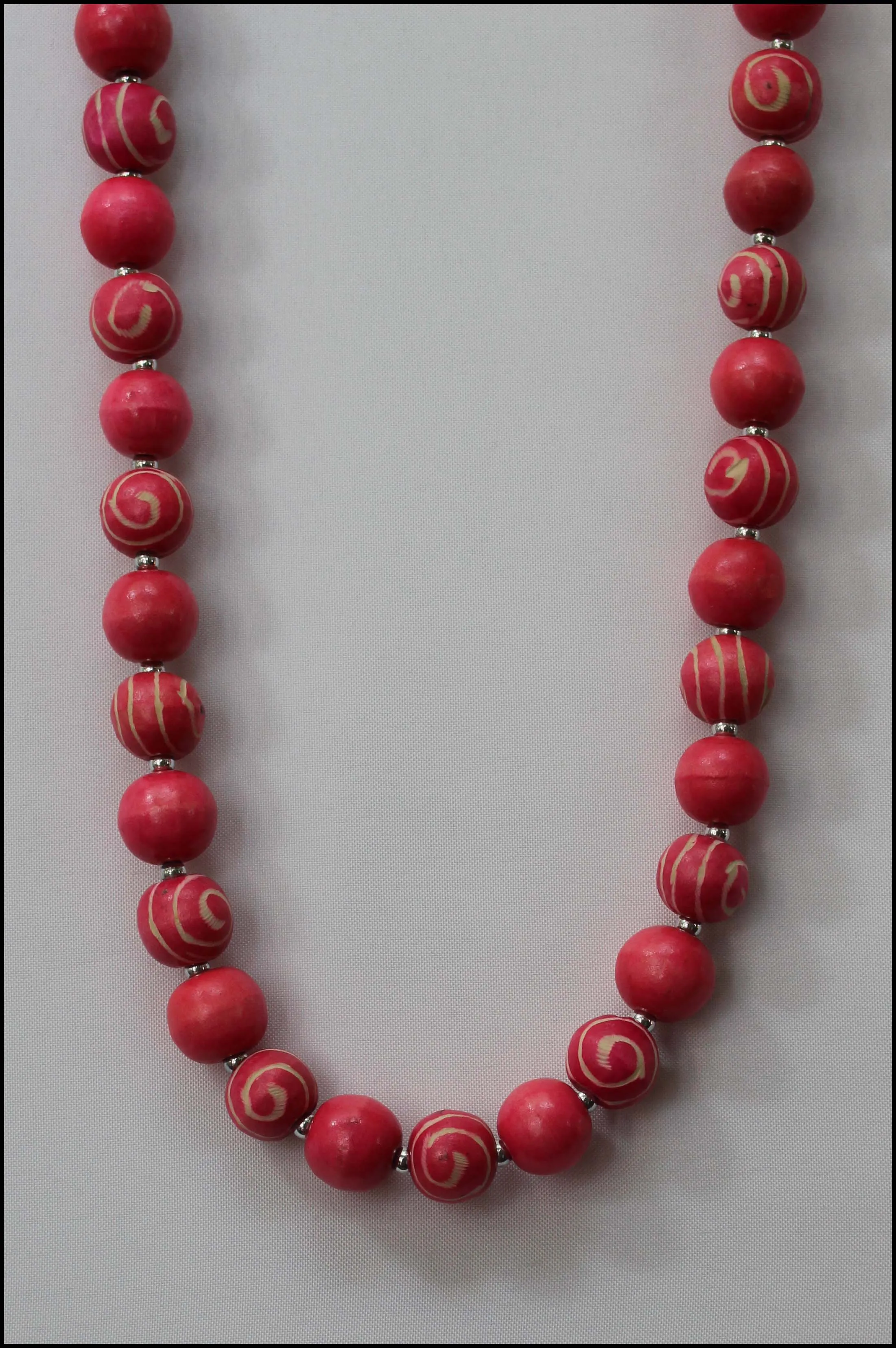 Wood Swirled Bead Necklace