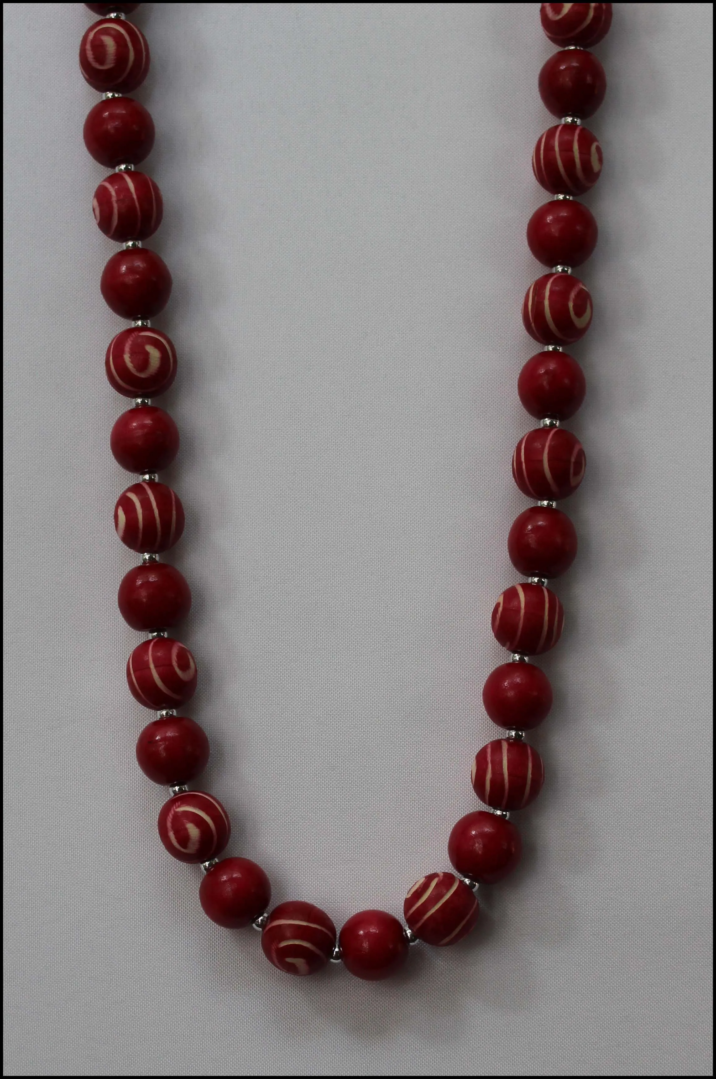 Wood Swirled Bead Necklace