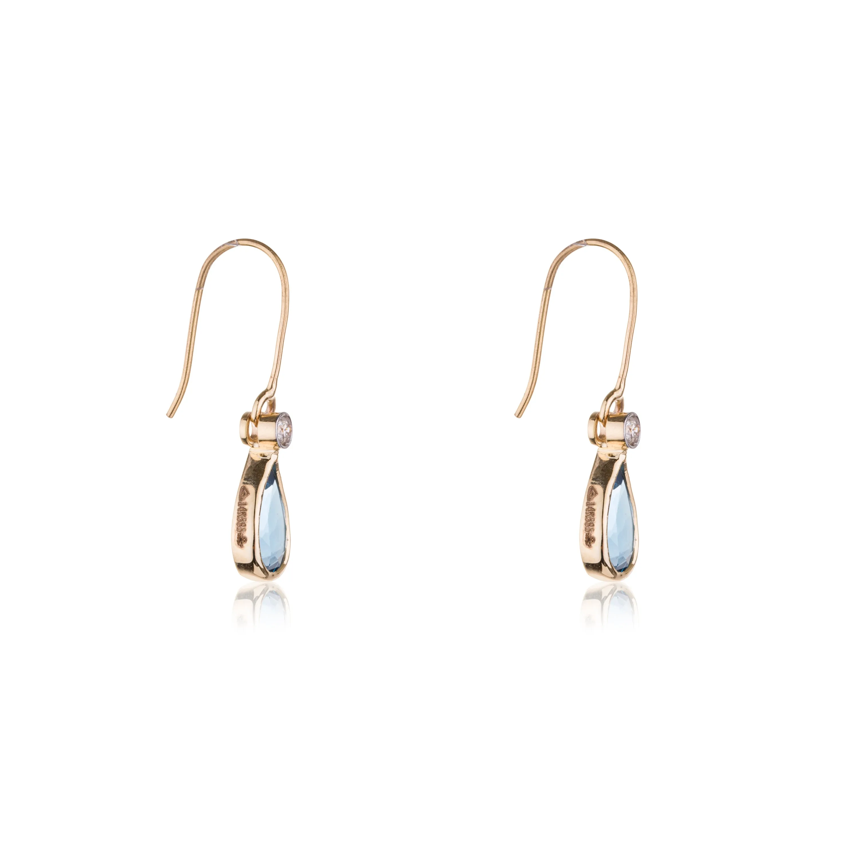 Zoya Blue Topaz Oval Small Drop with Diamonds, 14K Gold